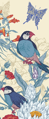 Roller blind for large window Birds among the flowers