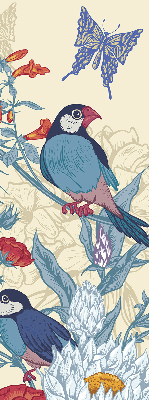 Roller blind for large window Birds among the flowers
