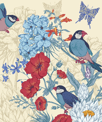 Roller blind for large window Birds among the flowers