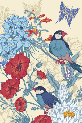 Roller blind for large window Birds among the flowers