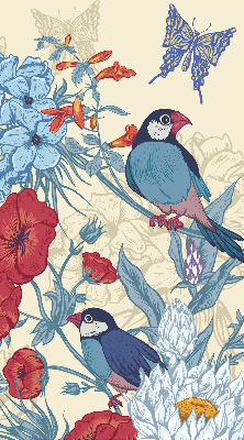 Roller blind for large window Birds among the flowers