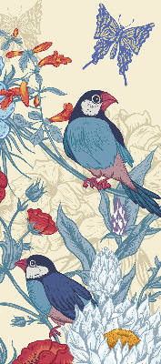 Roller blind for large window Birds among the flowers