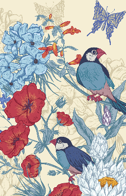 Roller blind for large window Birds among the flowers