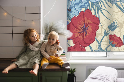 Roller blind for large window Birds among the flowers