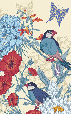 Roller blind for large window Birds among the flowers