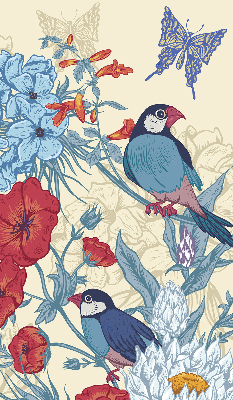Roller blind for large window Birds among the flowers