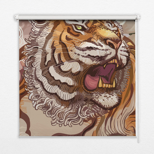 Fabric roller blind Tiger in flowers