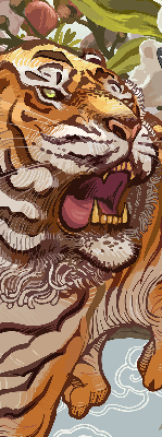 Fabric roller blind Tiger in flowers
