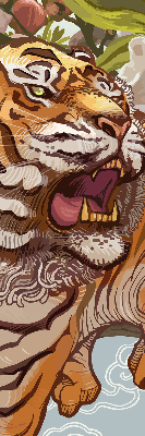 Fabric roller blind Tiger in flowers