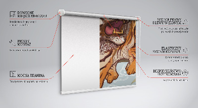 Fabric roller blind Tiger in flowers