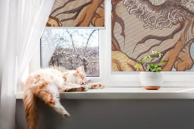 Fabric roller blind Tiger in flowers