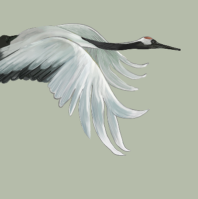 Modern roller blind Crane in flight