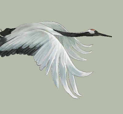 Modern roller blind Crane in flight