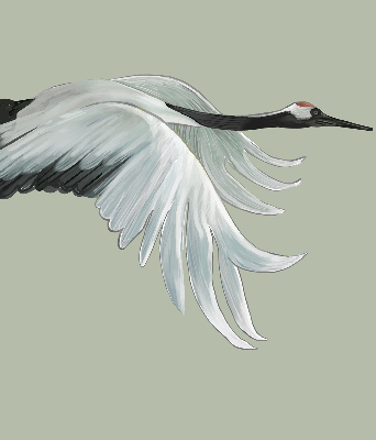 Modern roller blind Crane in flight