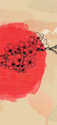 Roller blind for large window Flowers in a red circle
