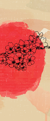 Roller blind for large window Flowers in a red circle