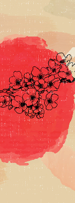 Roller blind for large window Flowers in a red circle