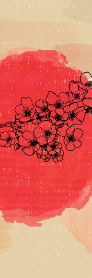 Roller blind for large window Flowers in a red circle