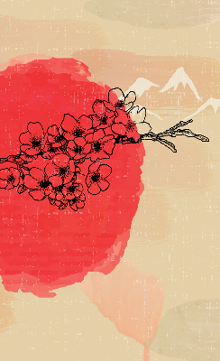 Roller blind for large window Flowers in a red circle