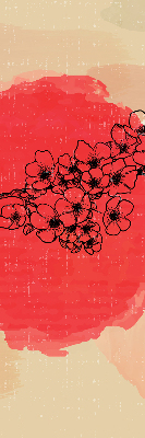 Roller blind for large window Flowers in a red circle