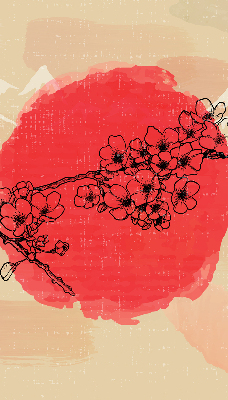 Roller blind for large window Flowers in a red circle