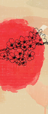 Roller blind for large window Flowers in a red circle