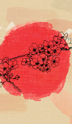 Roller blind for large window Flowers in a red circle