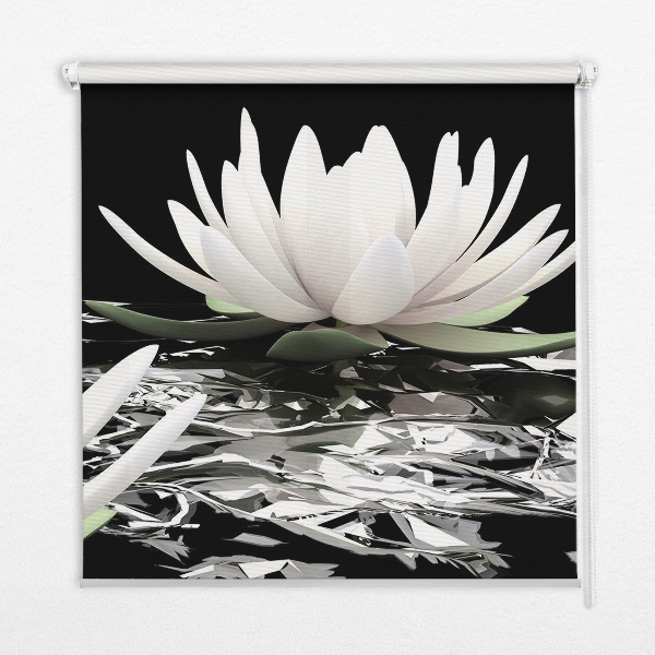 Fabric roller blind for window Water lilies on the surface
