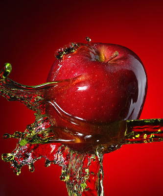 Blackout roller blind Red apple in the depths
