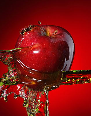 Blackout roller blind Red apple in the depths