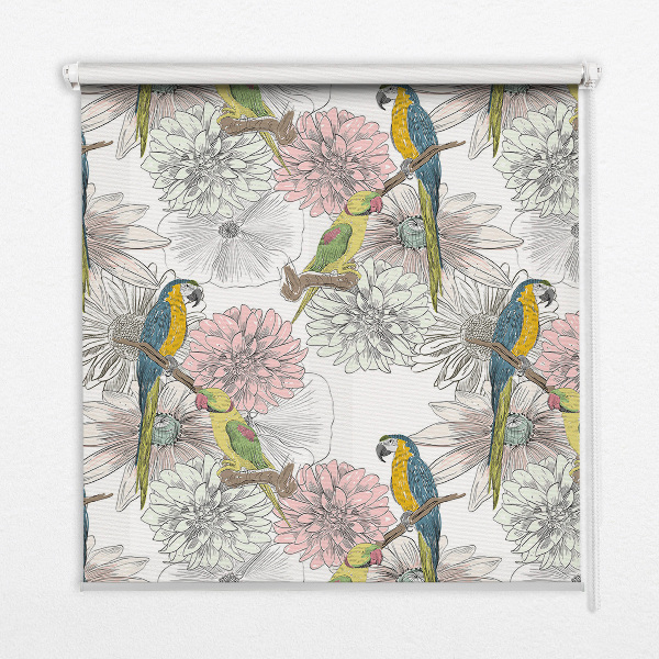 Blackout roller blind Parrots on a branch