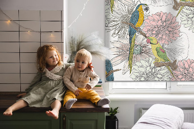 Blackout roller blind Parrots on a branch