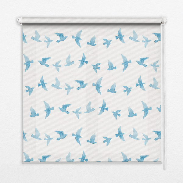 Blackout roller blind for window Blue birds