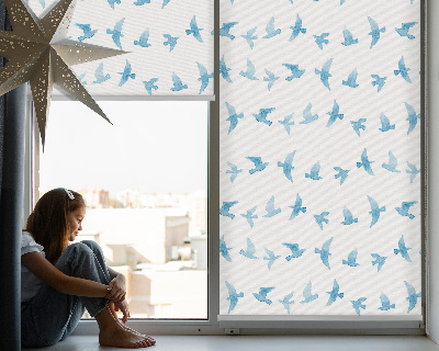 Blackout roller blind for window Blue birds