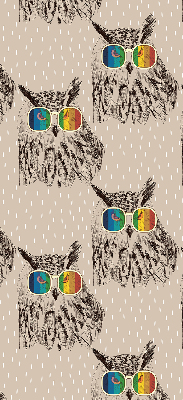 Fabric roller blind for window Owls in colorful glasses