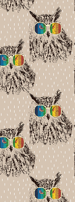 Fabric roller blind for window Owls in colorful glasses