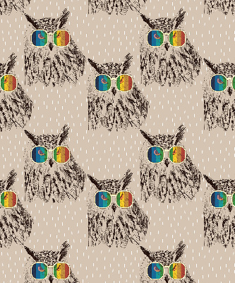 Fabric roller blind for window Owls in colorful glasses