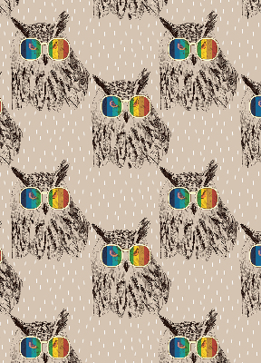 Fabric roller blind for window Owls in colorful glasses