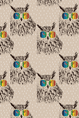 Fabric roller blind for window Owls in colorful glasses