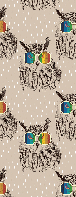 Fabric roller blind for window Owls in colorful glasses