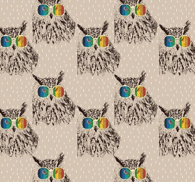 Fabric roller blind for window Owls in colorful glasses