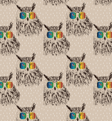 Fabric roller blind for window Owls in colorful glasses