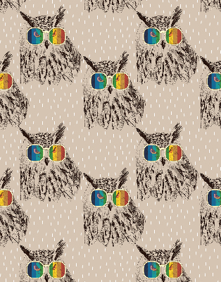 Fabric roller blind for window Owls in colorful glasses