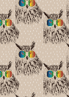 Fabric roller blind for window Owls in colorful glasses