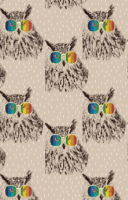 Fabric roller blind for window Owls in colorful glasses