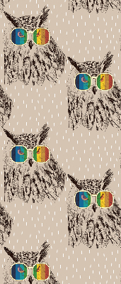 Fabric roller blind for window Owls in colorful glasses