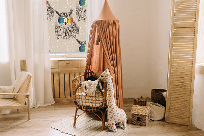 Fabric roller blind for window Owls in colorful glasses