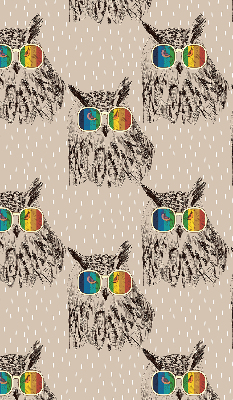Fabric roller blind for window Owls in colorful glasses