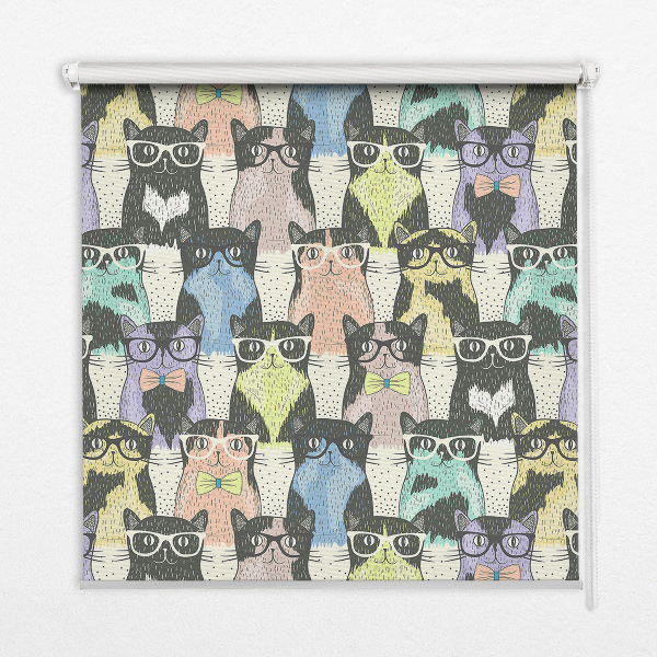 Fabric roller blind for window Cats