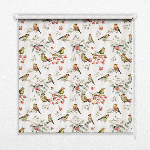 Blackout roller blind for window Birds on the branches